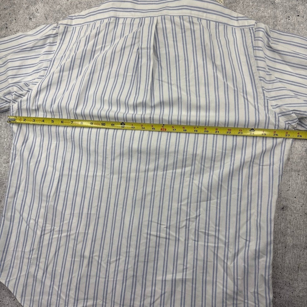Vntg Polo Ralph Lauren Yarmouth 16.5 33 Button Down White Blue Stripe Flesh Pony - Picture 8 of 11